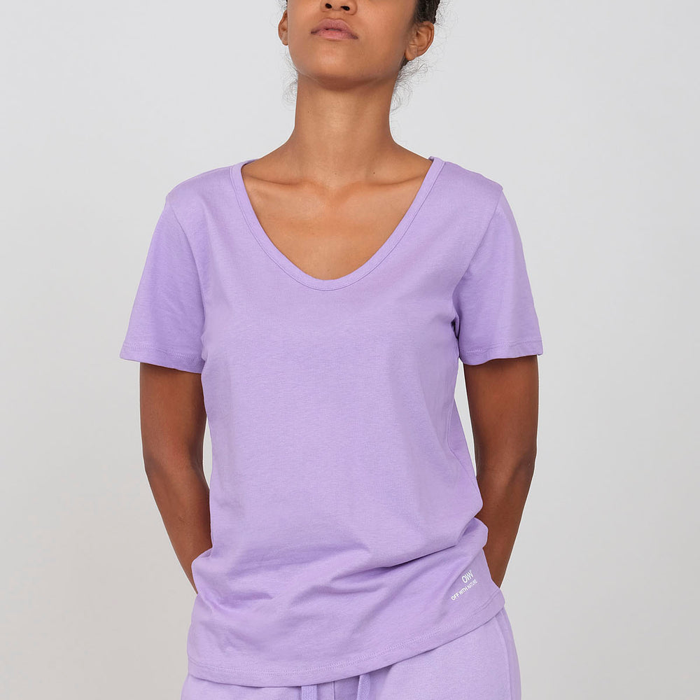 Jersey T-shirt with deep neckline