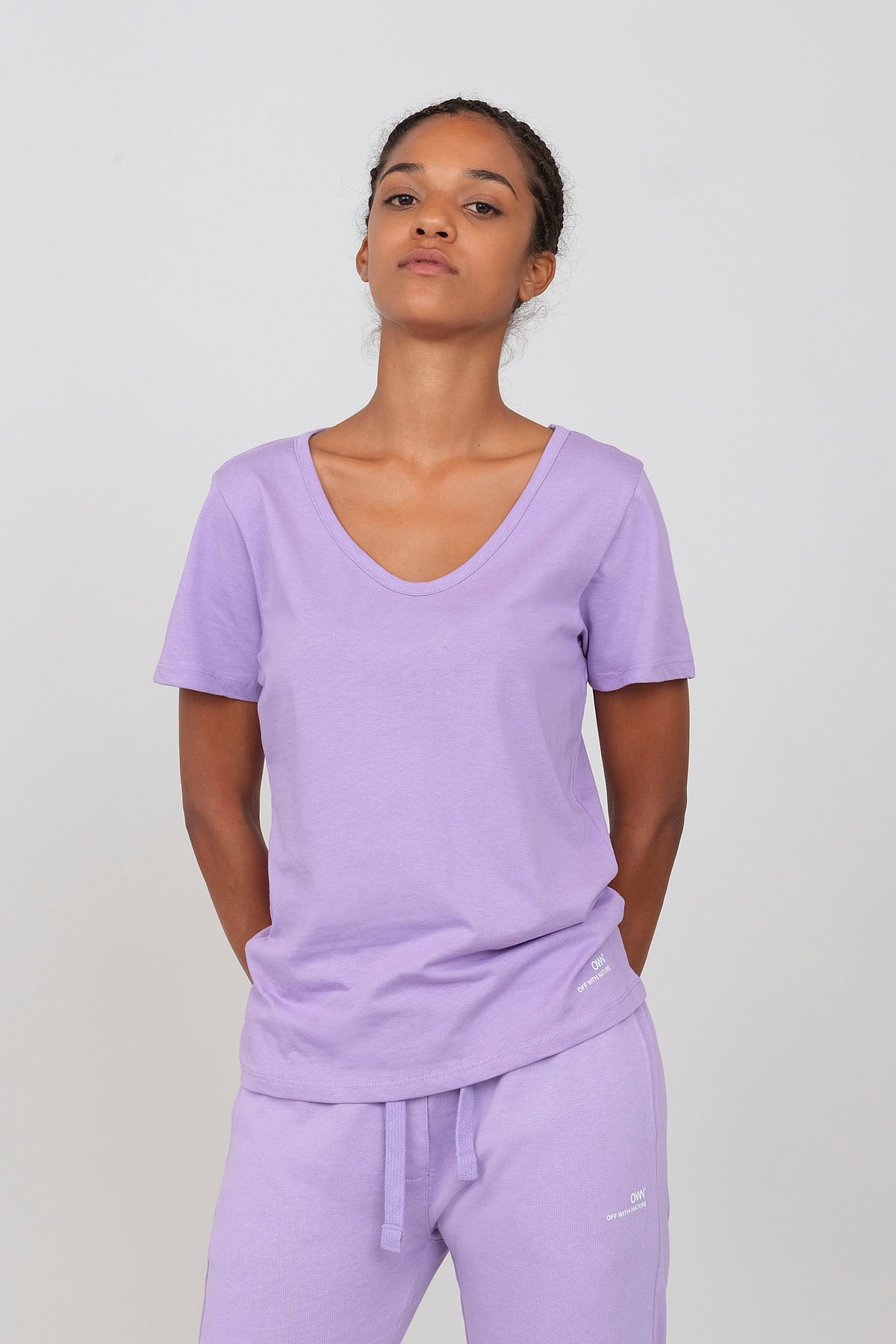 Jersey T-shirt with deep neckline