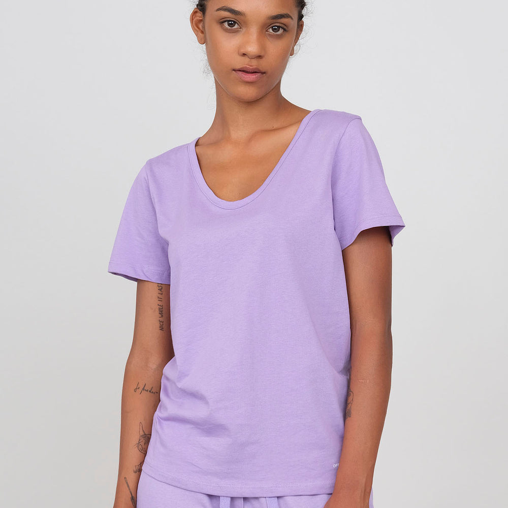 Jersey T-shirt with deep neckline