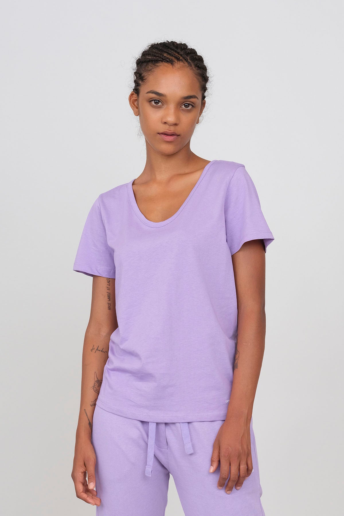 Jersey T-shirt with deep neckline