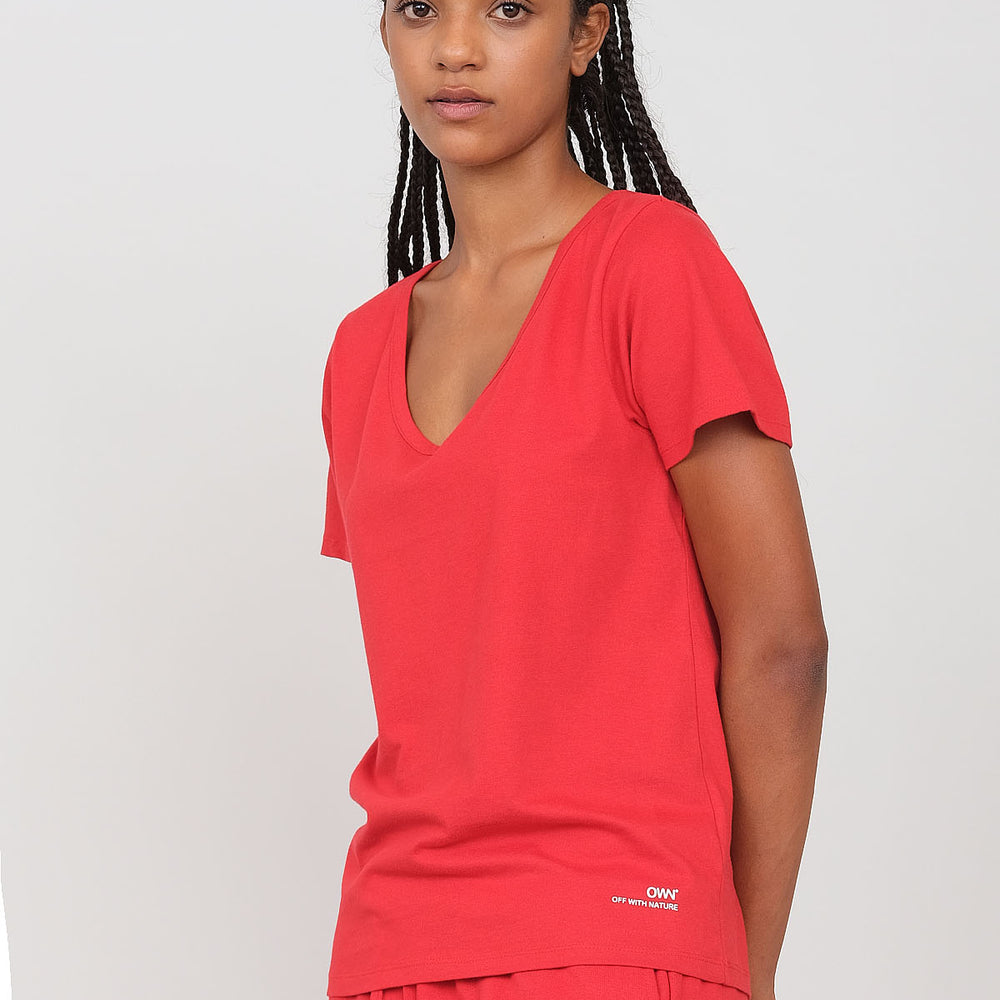 Jersey T-shirt with deep neckline