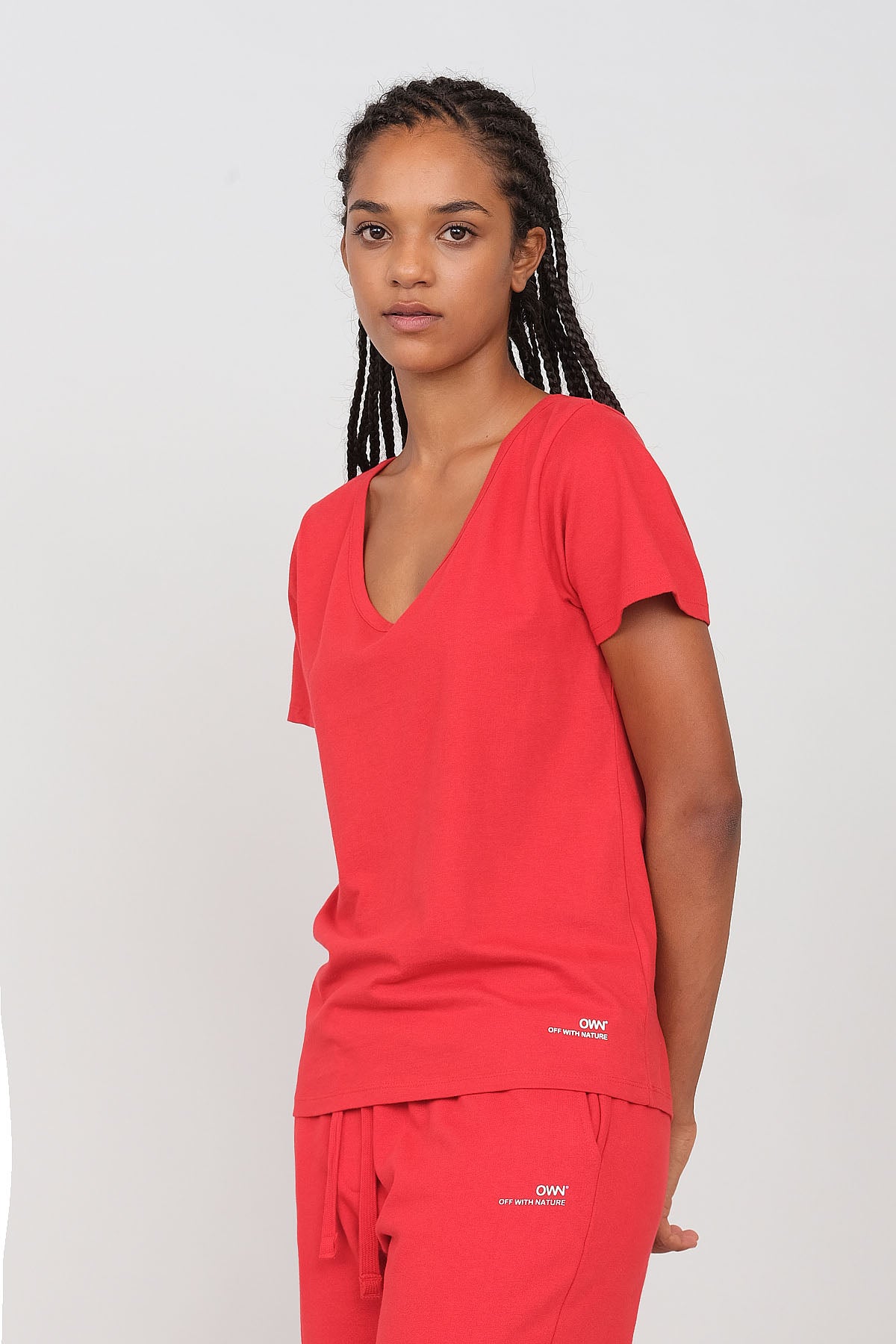 Jersey T-shirt with deep neckline