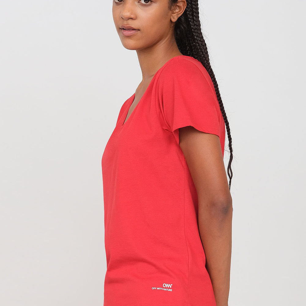 Jersey T-shirt with deep neckline