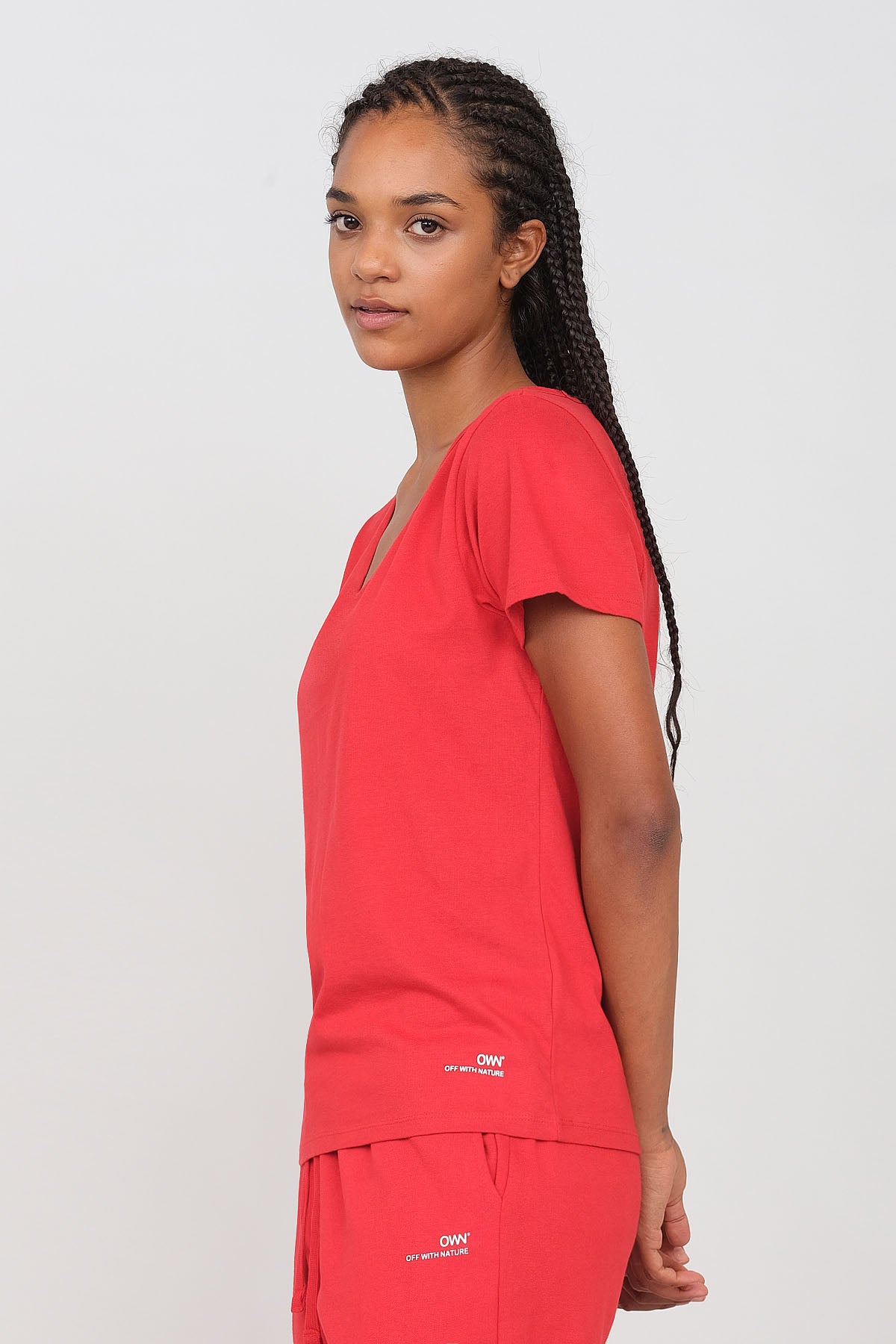 Jersey T-shirt with deep neckline