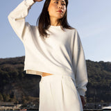 Felpa Girocollo Loose Fit in Interlock Off White