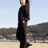 Felpa Girocollo Loose Fit in Interlock Black