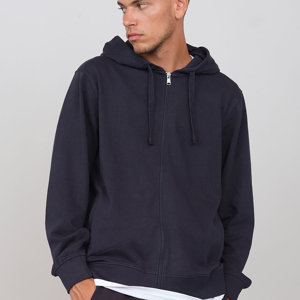 Brushed hooded sweatshirt with zip