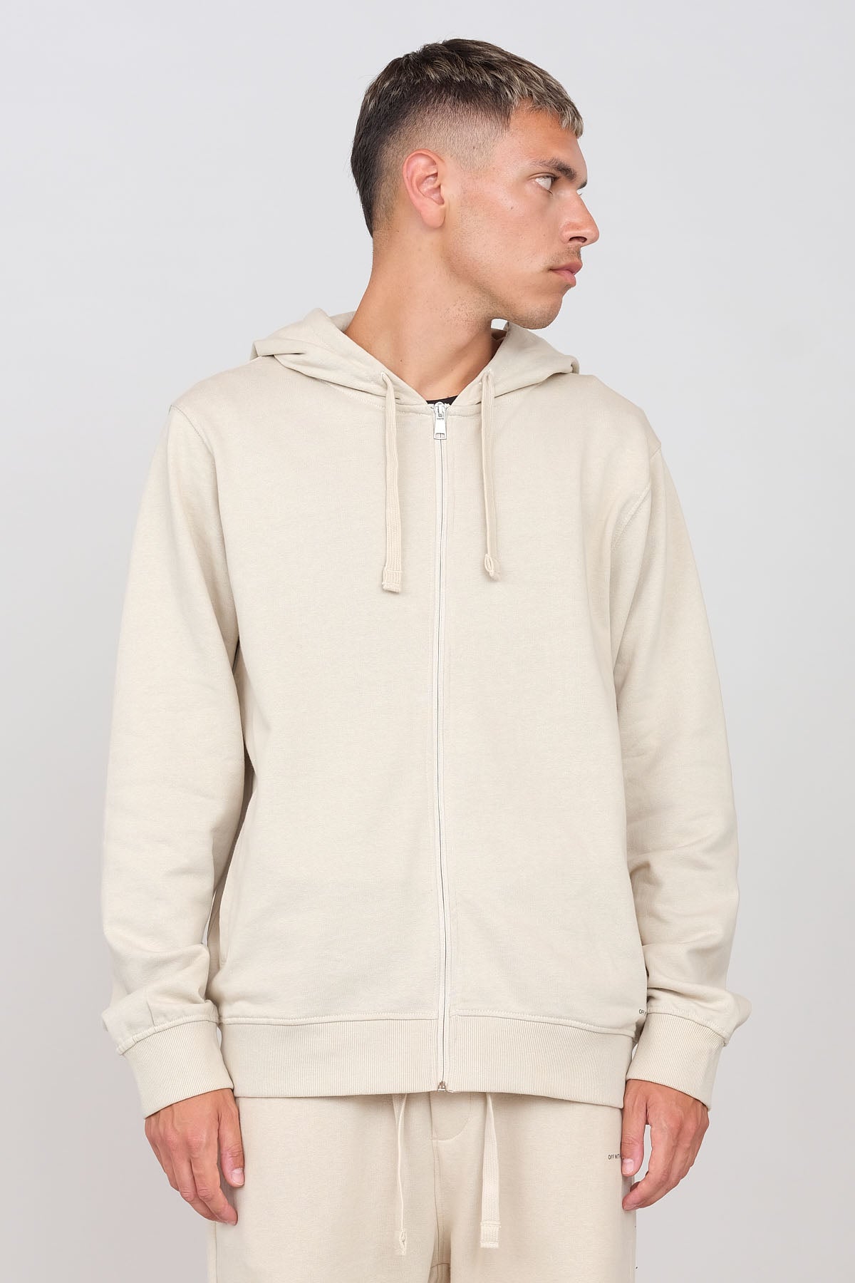 Brushed hooded sweatshirt with zip