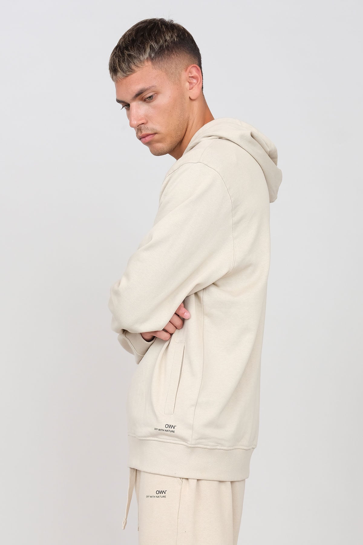 Brushed hooded sweatshirt with zip