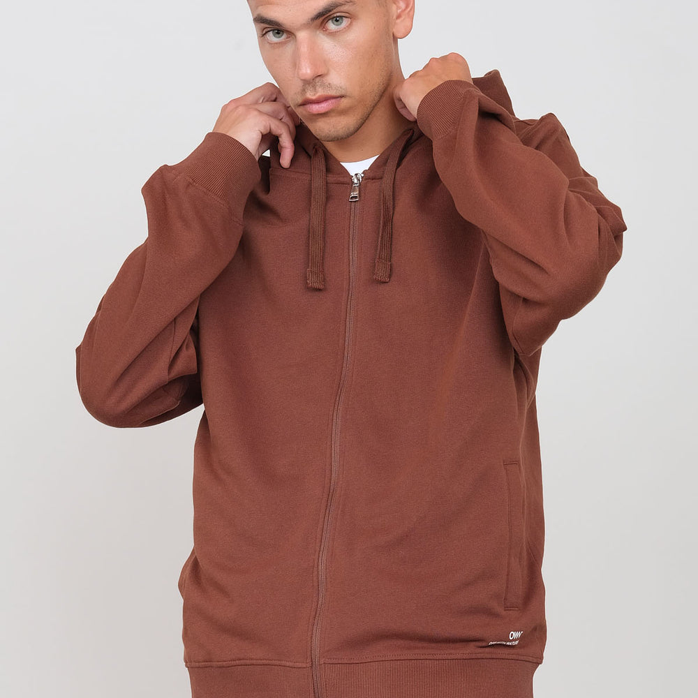 Brushed hooded sweatshirt with zip