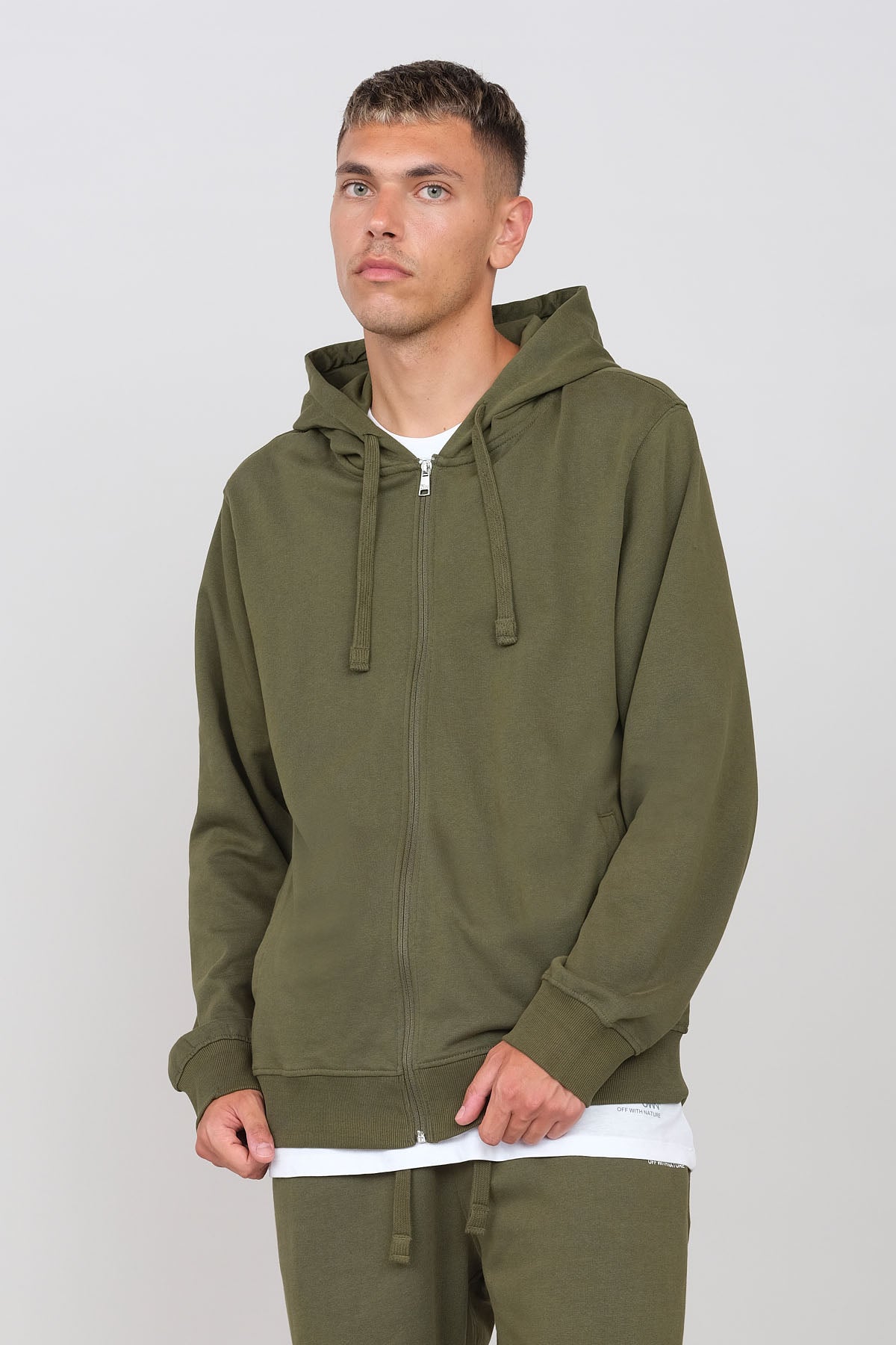 Brushed hooded sweatshirt with zip