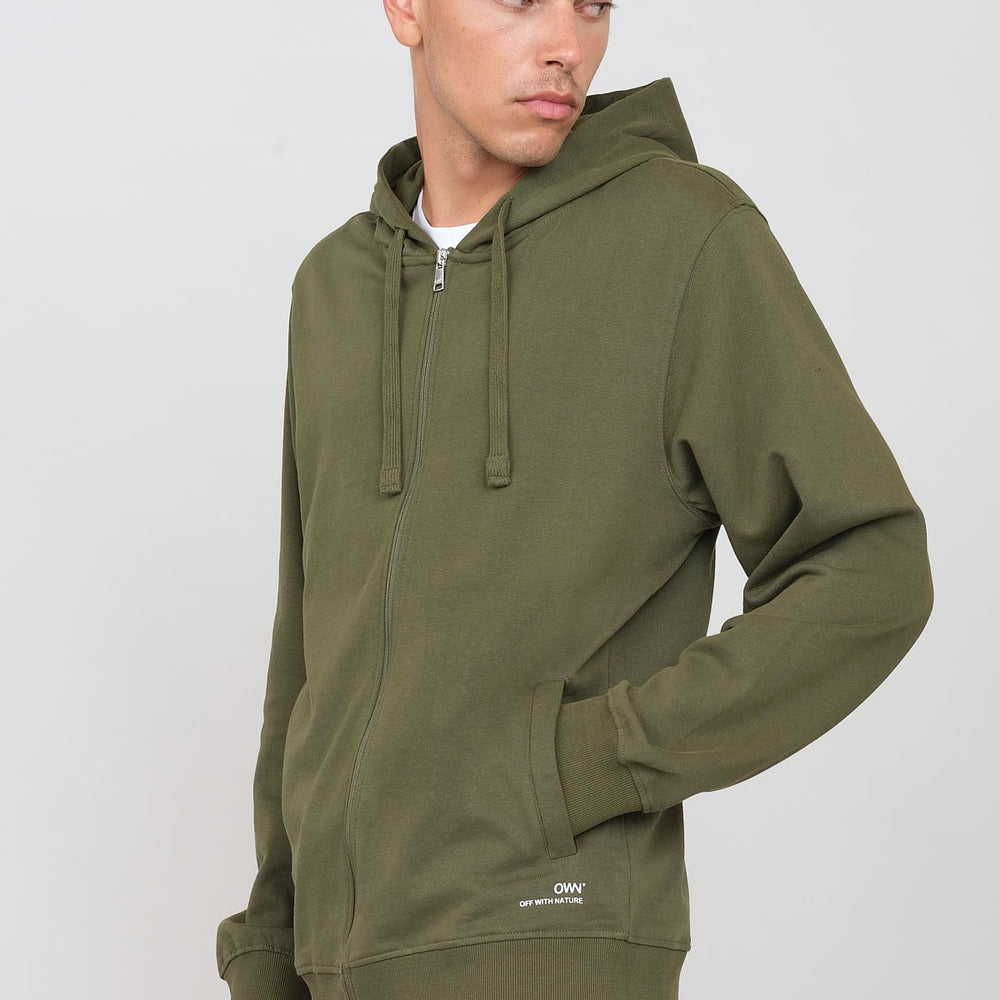 Brushed hooded sweatshirt with zip