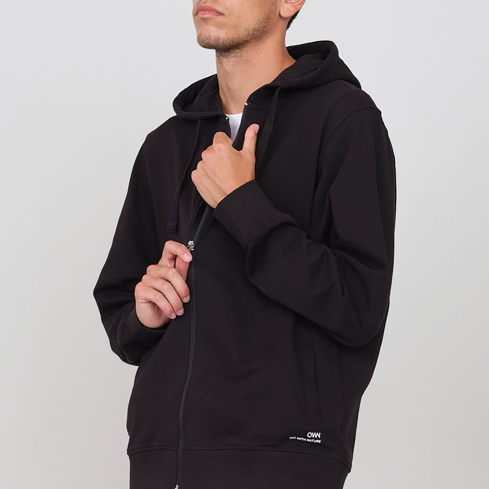 Brushed hooded sweatshirt with zip