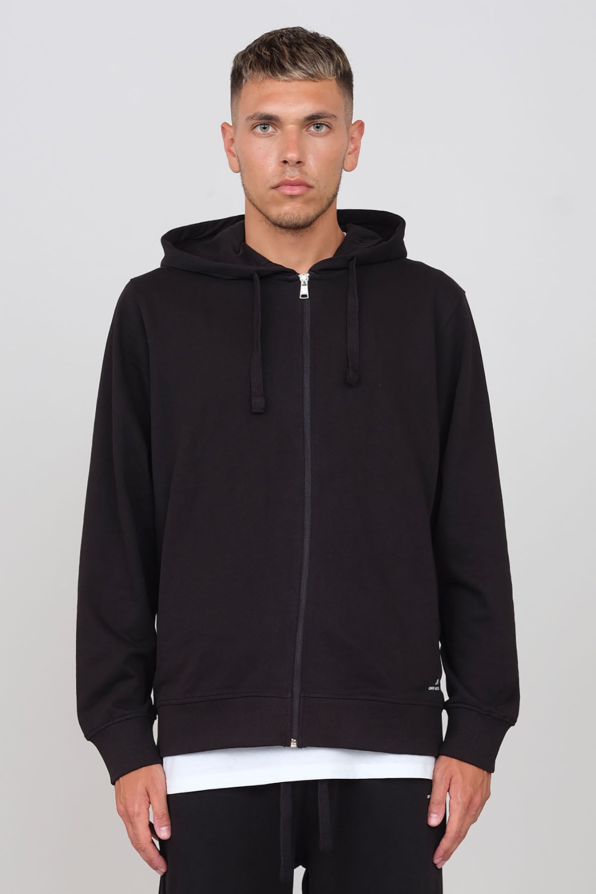 Brushed hooded sweatshirt with zip