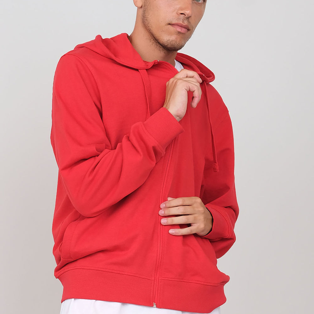 Brushed hooded sweatshirt with zip