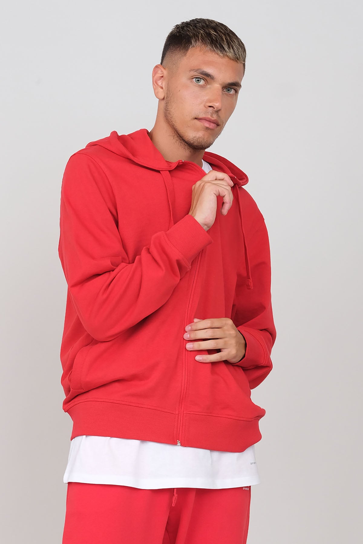 Brushed hooded sweatshirt with zip