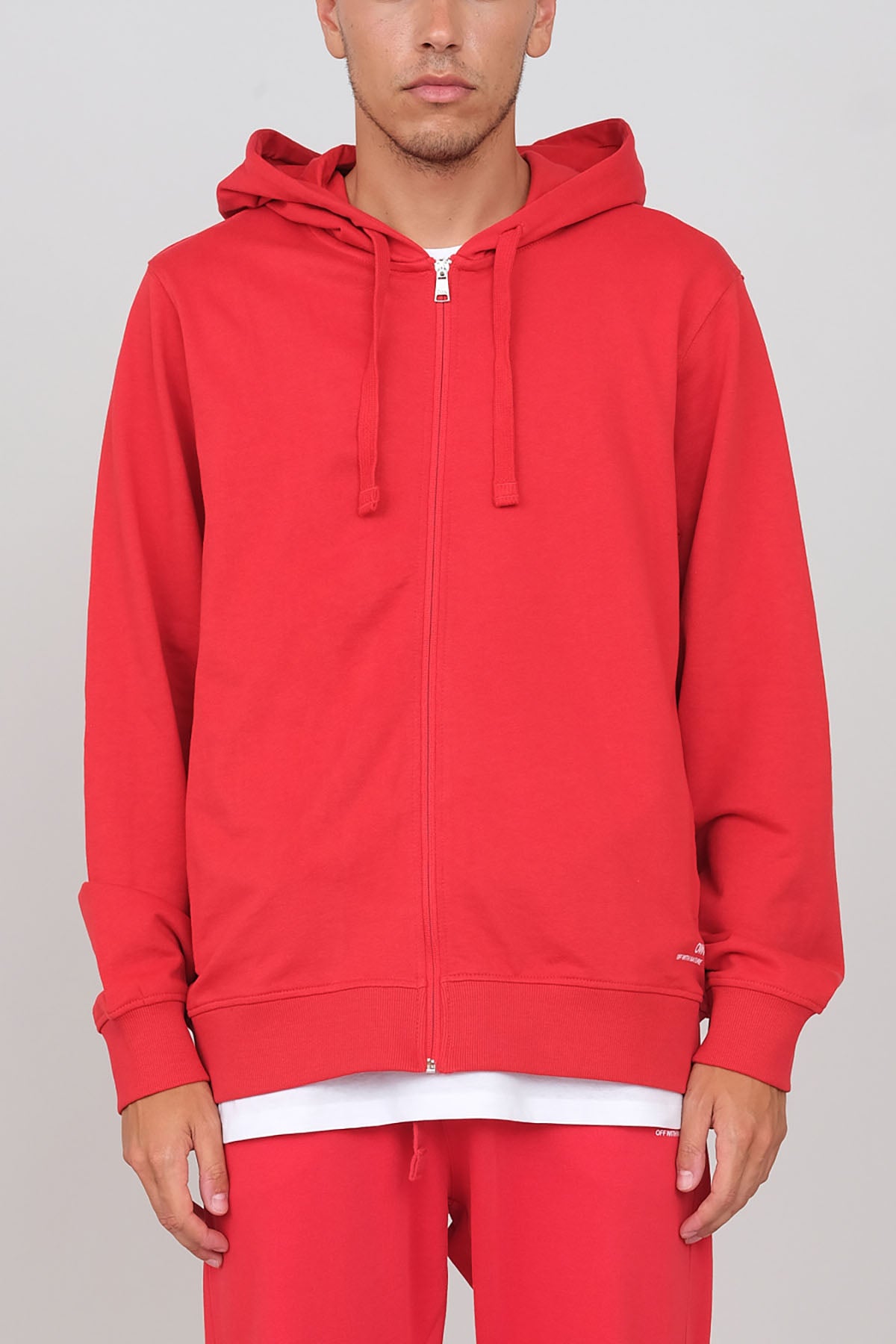 Brushed hooded sweatshirt with zip