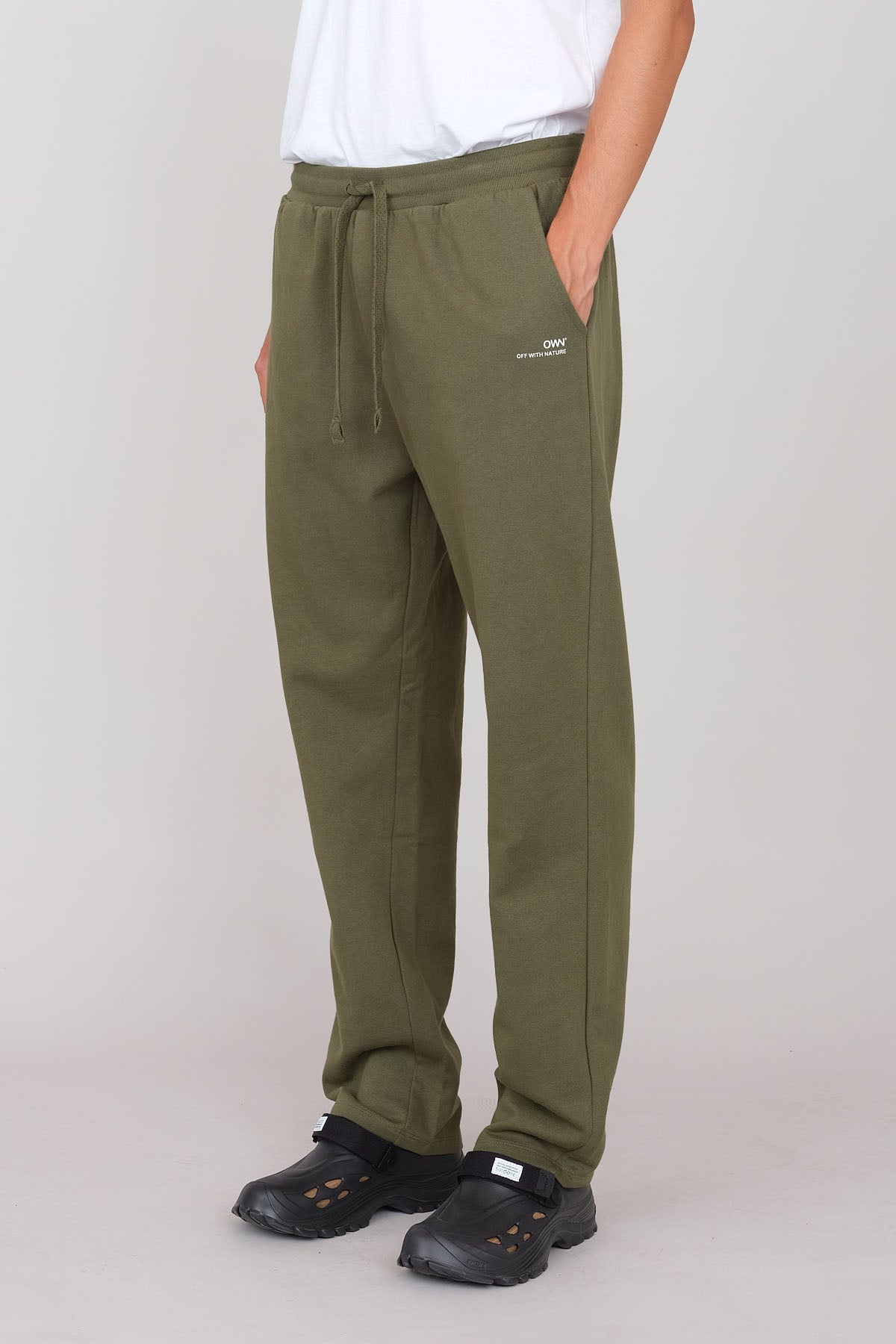 Joggers Felpati Dritti Verde Militare