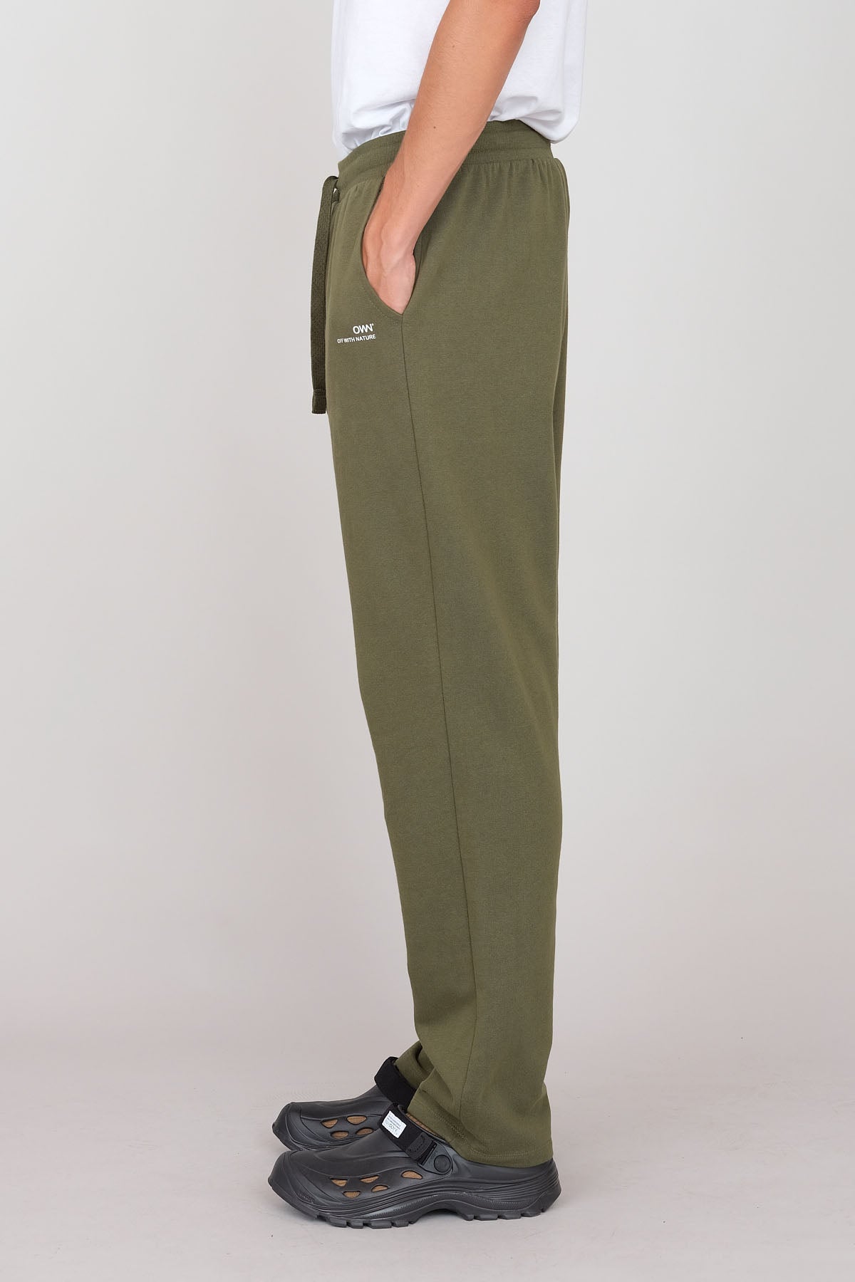 Joggers Felpati Dritti Verde Militare