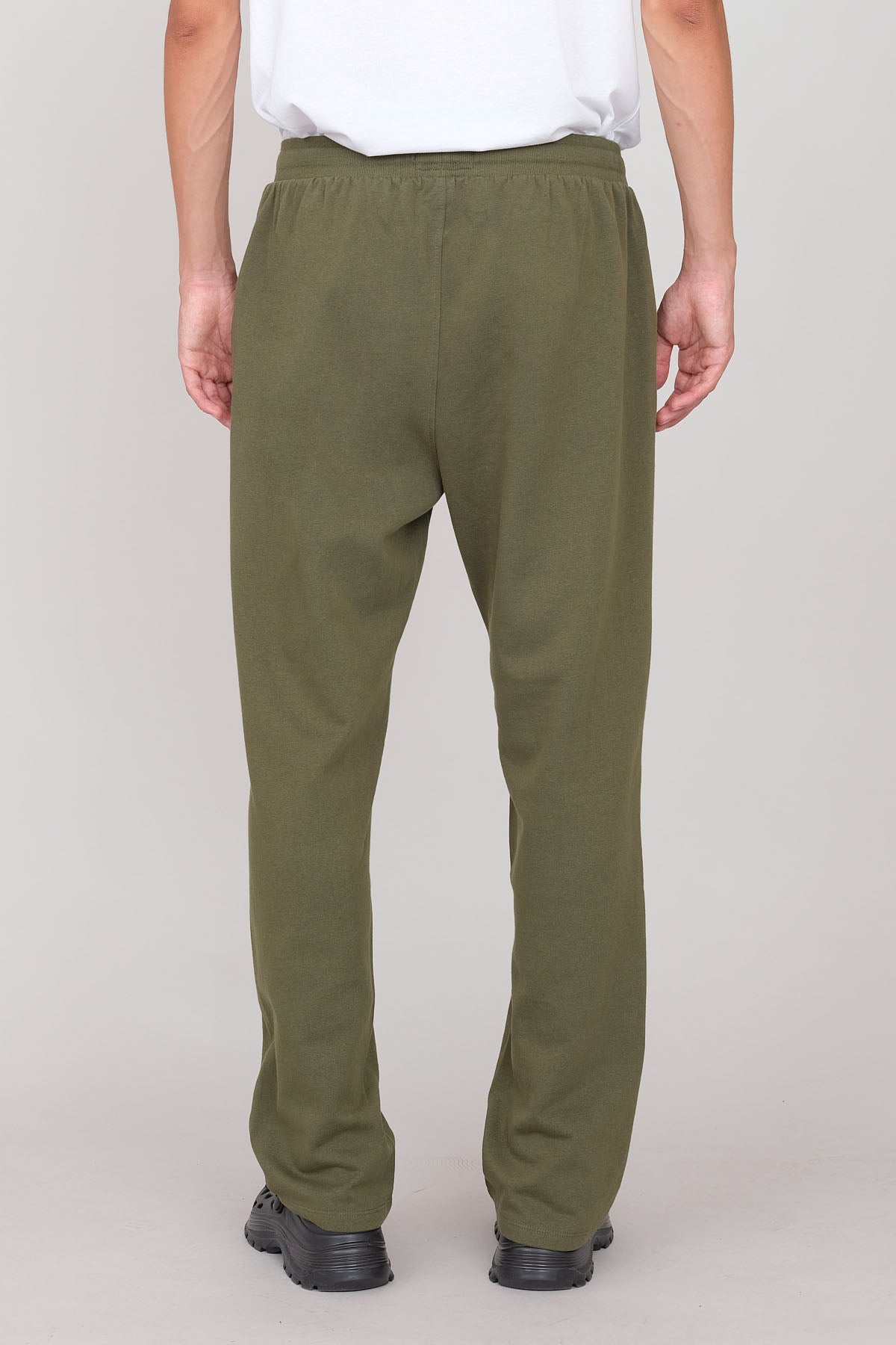 Joggers Felpati Dritti Verde Militare