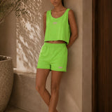 Apple Green Raw Cut Shorts