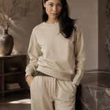 Ecru Fleece Crew Neck Sweatshirt
