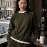 Felpa Felpata Girocollo Verde Militare