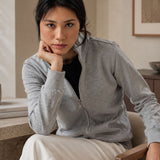 Felpa con Zip Grigio Chiaro Melange