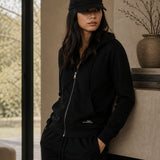 Felpa con Cappuccio e Zip Nero