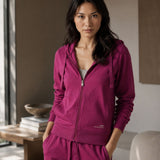 Felpa con Cappuccio e Zip Fucsia