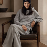 Fleece Hoodie with Side Slits Light Grey Marl