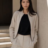 Ecru Fleece Zip-Up Sweatshirt
