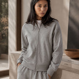 Felpa Felpata con Zip Grigio Chiaro Melange