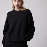 Felpa Girocollo Loose Fit in Interlock Black