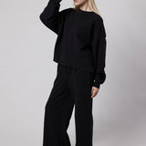 Felpa Girocollo Loose Fit in Interlock Black