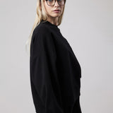 Felpa Girocollo Loose Fit in Interlock Black