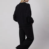 Felpa Girocollo Loose Fit in Interlock Black