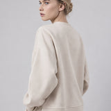 Felpa Girocollo Loose Fit in Interlock Beige