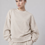 Felpa Girocollo Loose Fit in Interlock Beige