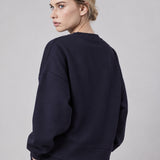 Felpa Girocollo Loose Fit in Interlock Navy