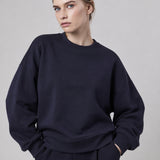 Felpa Girocollo Loose Fit in Interlock Navy