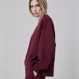 Felpa Girocollo Loose Fit in Interlock Burgundy