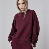 Felpa Girocollo Loose Fit in Interlock Burgundy