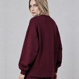 Felpa Girocollo Loose Fit in Interlock Burgundy