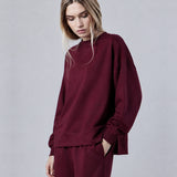 Felpa Girocollo Loose Fit in Interlock Burgundy