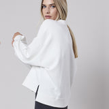 Felpa Girocollo Loose Fit in Interlock Off White