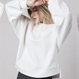Felpa Girocollo Loose Fit in Interlock Off White