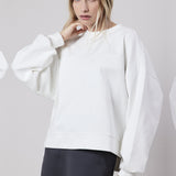 Felpa Girocollo Loose Fit in Interlock Off White
