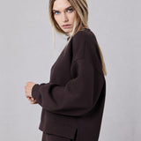 Felpa Girocollo Loose Fit in Interlock Wood