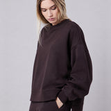 Felpa Girocollo Loose Fit in Interlock Wood